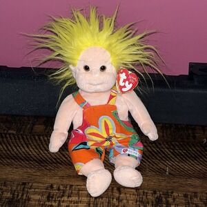 TY Beanie Baby Kid "Jammer" 10" Stuffed Doll Boy Wild Yellow Hair Orange Outfit
